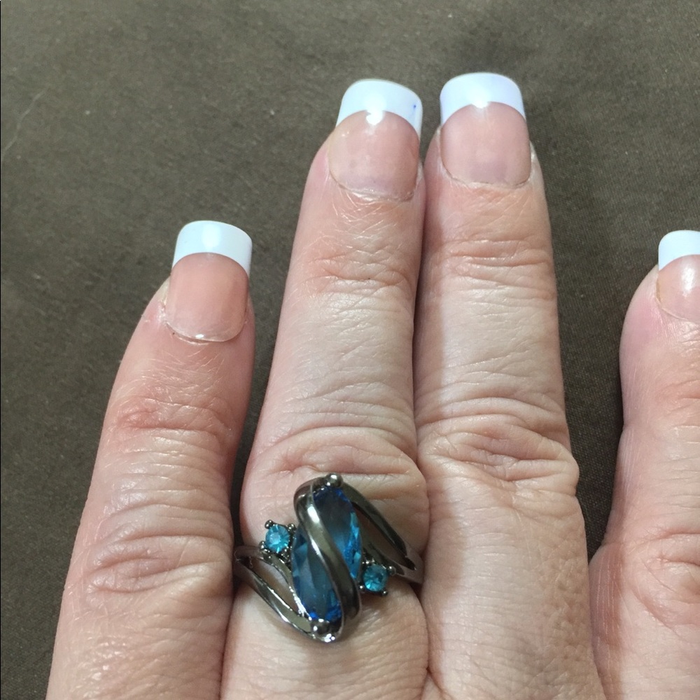Aquamarine Rings Size 9 Sterling - Picture 3 of 7